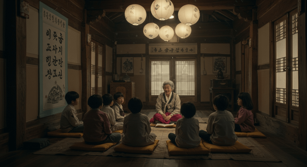 손짓과 다양한 목소리로 이야기를 전달하며 몰입한 아이들과 함께하는 김 할머니