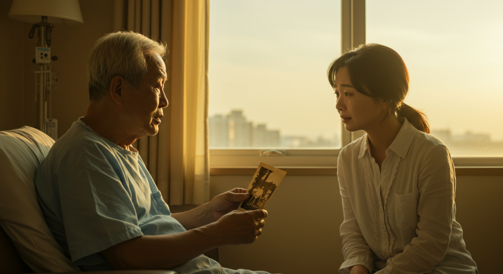 손에 쥔 오래된 사진 한 장